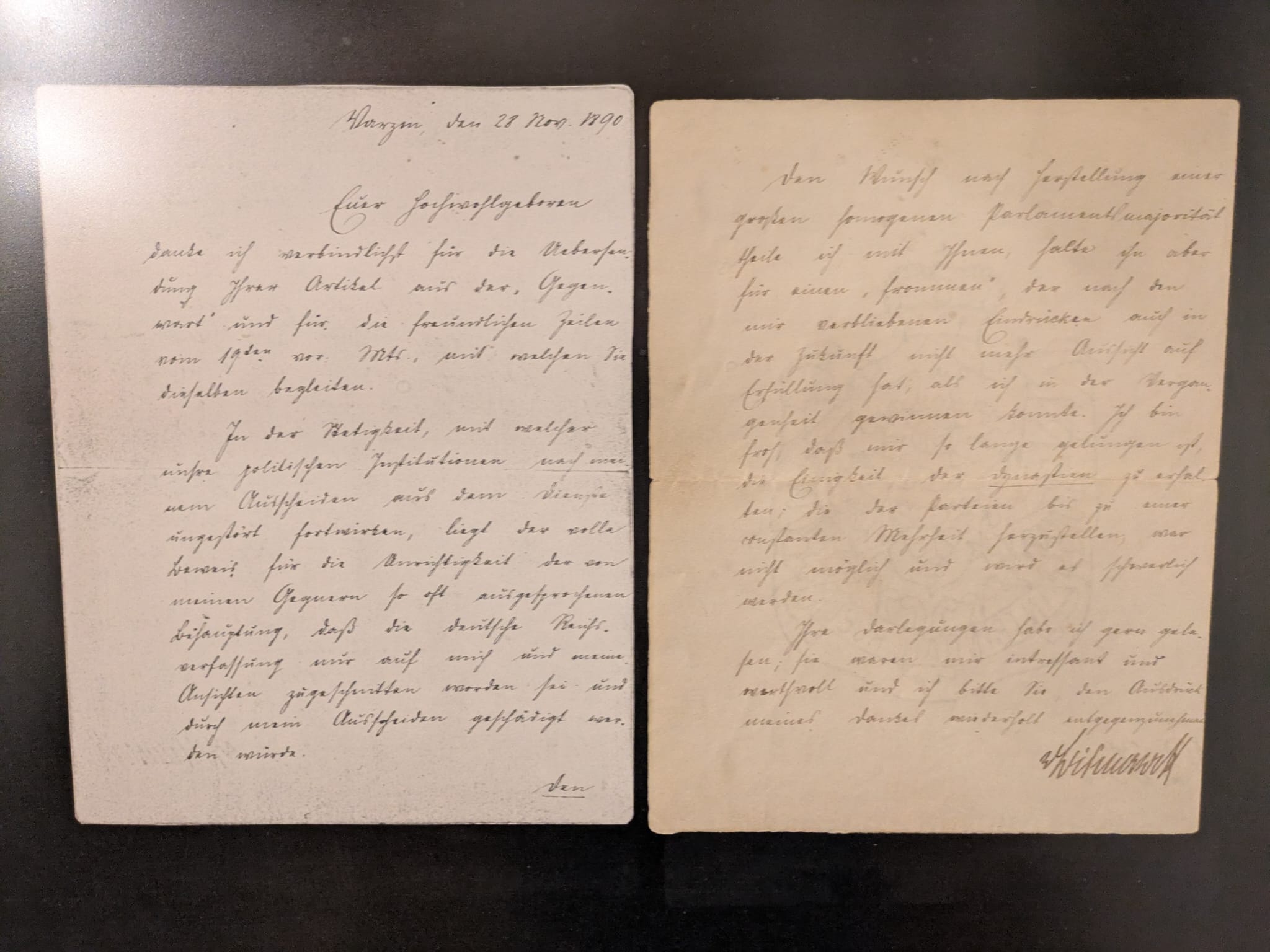 Zugeschriebener Brief vom 28. November 1890; Echtheit nicht unabhängig bestätigt